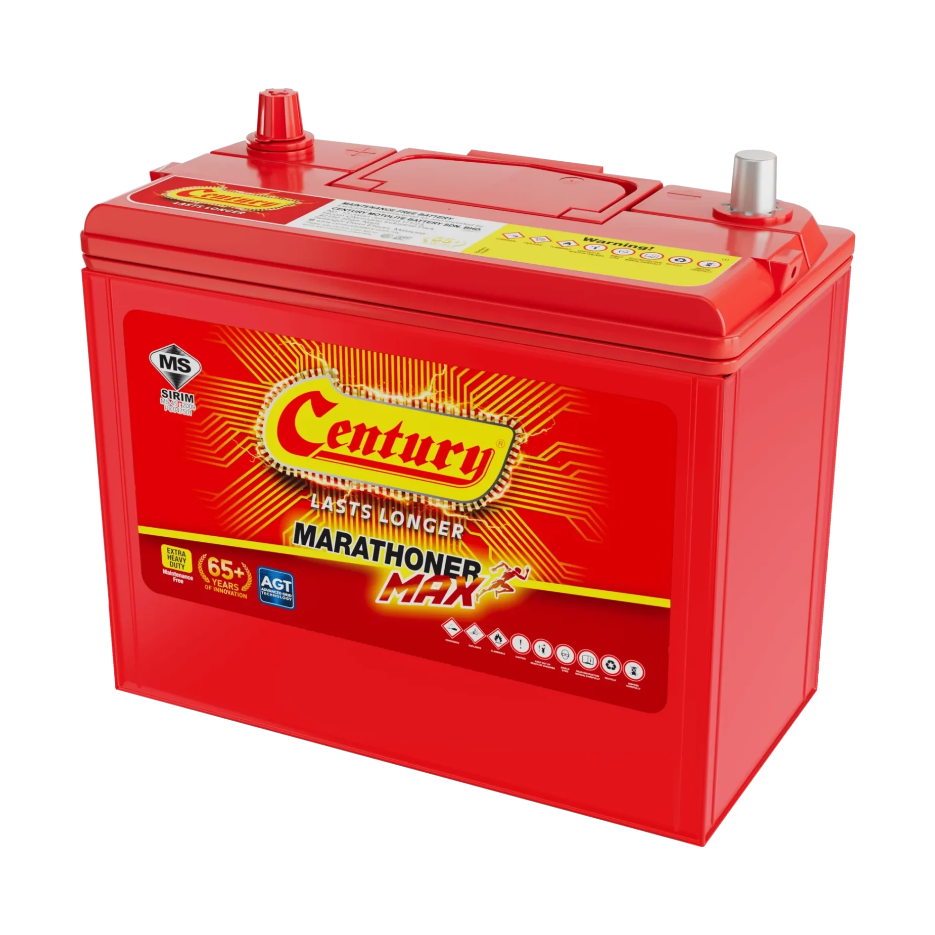 CENTURY MARATHONER MAX EFB M42L (60B20L) — Imej rasmi siri; bentuk, saiz dan terminal berbeza mengikut model.